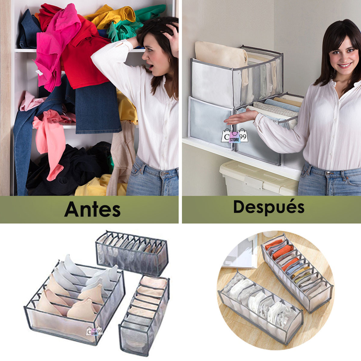 Miniatura 4 de Caja Organizador De Ropa Kit x 3